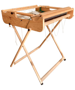 Support de plancher Lojan Flex en hêtre avec métier à tisser Lojan Flex 4 cadres monté, vue 3/4