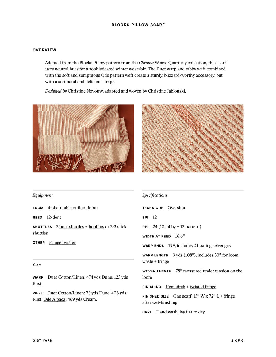 Kit de tissage - Blocks Pillow Foulard - Gist Yarn