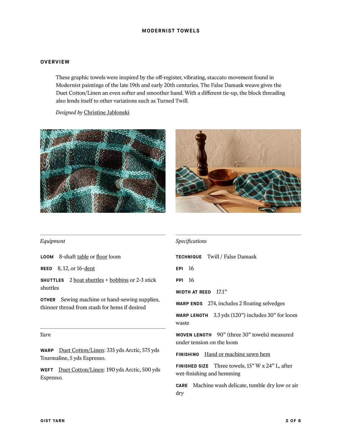 Kit de tissage - Serviettes Modernist - Gist Yarn